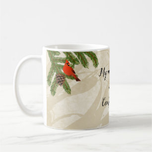 Pine Boughs Comfort and Joy Cardinal Coffee Mug