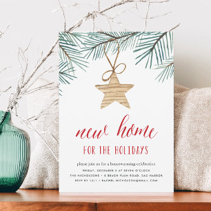 Pine Boughs Holiday Housewarming Party Invitation