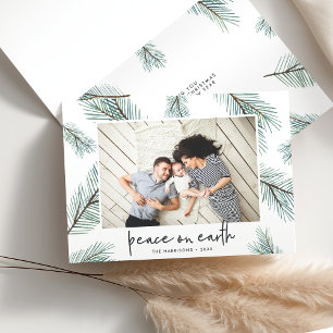 Pine Boughs Holiday Photo Folded Card