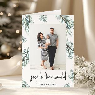 Pine Boughs Holiday Photo Folded Card