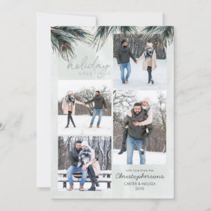 Pine Boughs Watercolor HOLIDAY GREETINGS 4 Photos