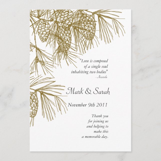 Pine Boughs Wedding Program (Front)