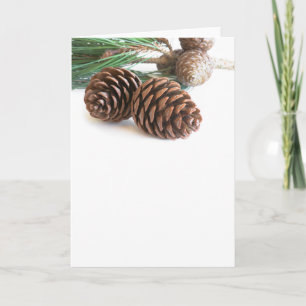 Pine branch and cones holiday card