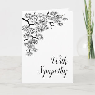 Pine Branch Black White Sympathy Card