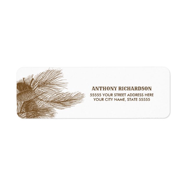 Pine Branch Drawing Return Address Labels (Front)