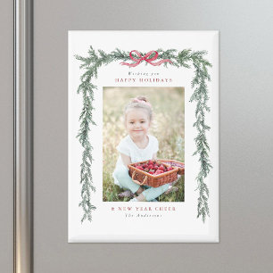 Pine Branch Frame Photo Christmas Holiday Magnet
