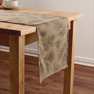 Pine Branch Minimalist Kraft Short Table Runner