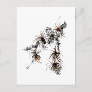 Pine Branch, Sumi-e Postcard