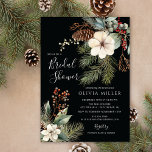 Pine Branch Winter Botanical Bridal Shower  Invitation<br><div class="desc">This elegant winter holiday bridal shower invitation features gorgeous pine branch with red holly berries,  white flowers and pinecones. The invitation is perfect for celebrating the upcoming bride during the holiday season. The overall design is festive and sophisticated,  and the invitation is sure to impress your guests.</div>