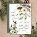 Pine Branch Winter Botanical Bridal Shower  Invitation<br><div class="desc">This elegant winter holiday bridal shower invitation features gorgeous pine branch with red holly berries,  white flowers and pinecones. The invitation is perfect for celebrating the upcoming bride during the holiday season. The overall design is festive and sophisticated,  and the invitation is sure to impress your guests.</div>