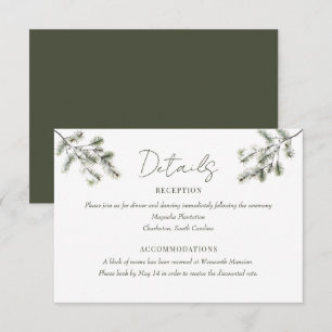 Pine Branch   Winter Forest Wedding Details  Enclosure Card