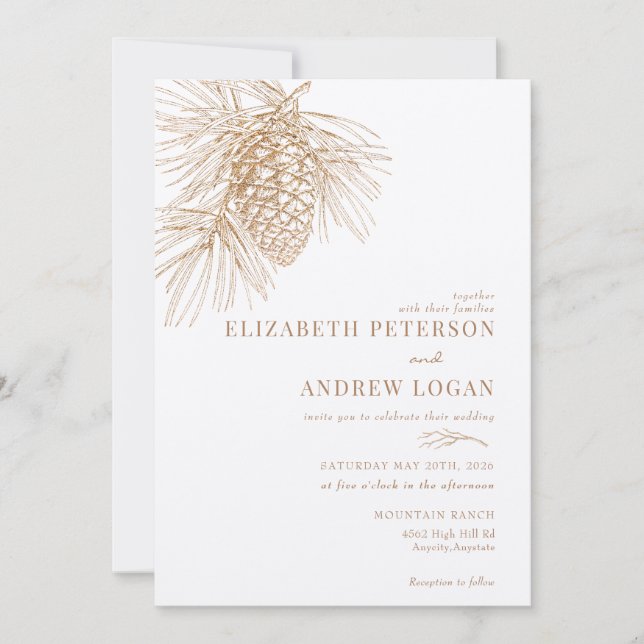 Pine Branch | Winter Forest Wedding Invitation (Front)