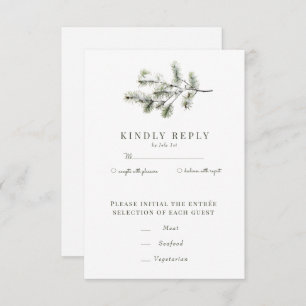 Pine Branch Winter Forest Wedding RSVP Card