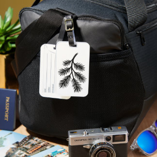 Pine Branch – Winter Ink Brush Illustration on  Luggage Tag