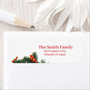 Pine Branch with Berries Return Address Label