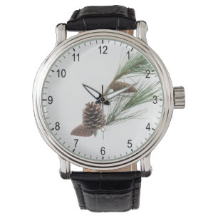 Pine branch with the cones watch