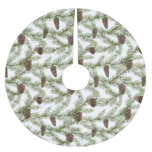 Pine branches and cones Christmas, New Year Brushed Polyester Tree Skirt