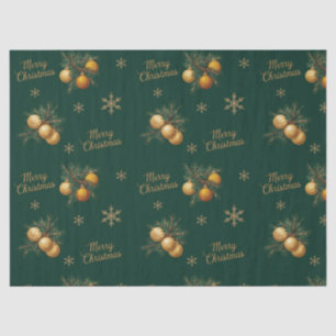 Pine Branches Gold Snowflake Bauble Ornament Tissue Paper