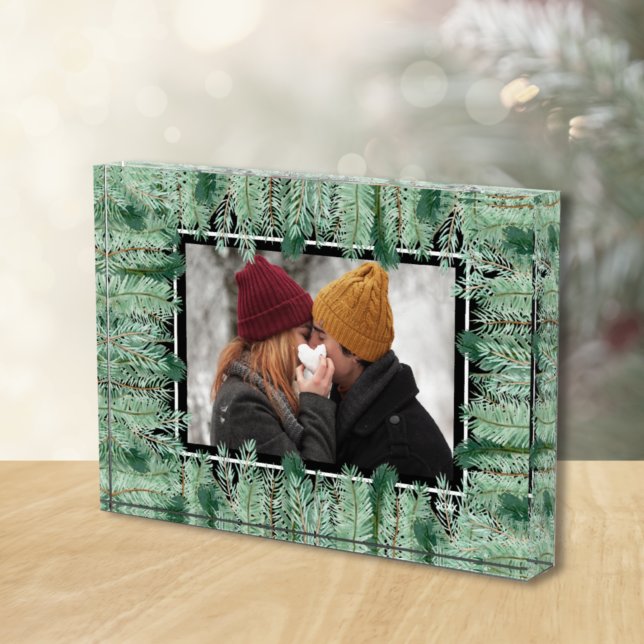 Pine Branches on Black Photo Block (Creator Uploaded)