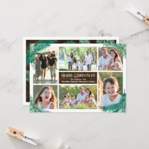 Pine Branches Six Photo Collage Custom  Invitation