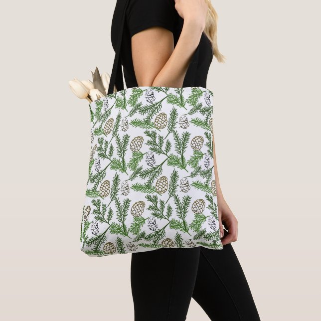 Pine Branches Tote Bag (Close Up)