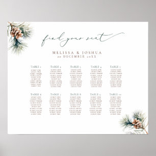 Pine Branches Winter Wedding Seating Plan  Poster