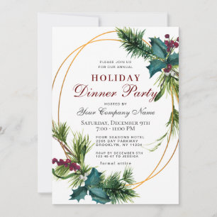 Pine Christmas Holiday Dinner Party CORPORATE Invitation