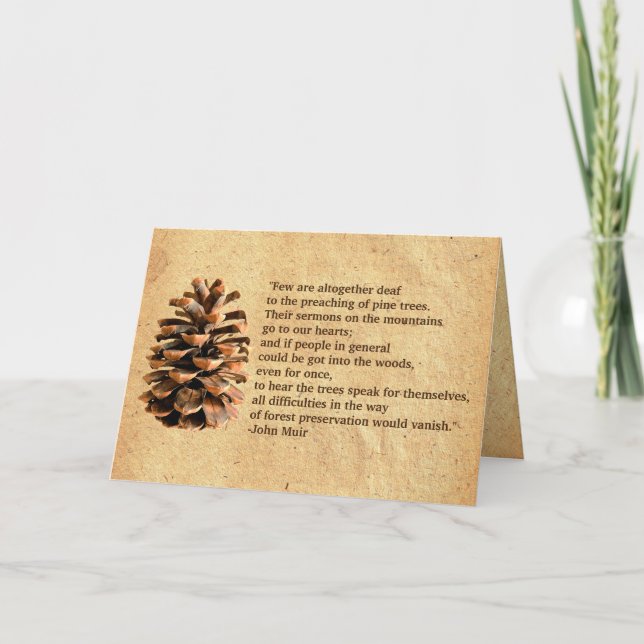 Pine Cone And John Muir Quote Card (Front)