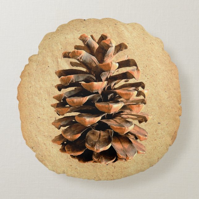 Pine Cone And John Muir Quote Round Cushion (Front)