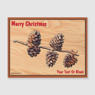 Pine Cone Branch On Wood