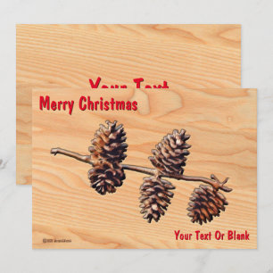 Pine Cone Branch On Wood