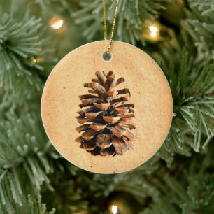 Pine Cone Ceramic Ornament