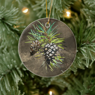 pine cone ceramic ornament