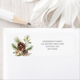 Pine Cone Christmas Return Address Label