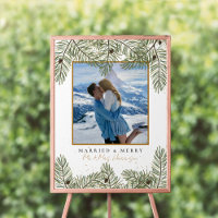 Pine cone & Gold Christmas Foliage Wedding Welcome