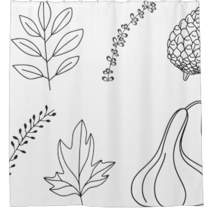 Pine cone leaf branch squash shower curtain