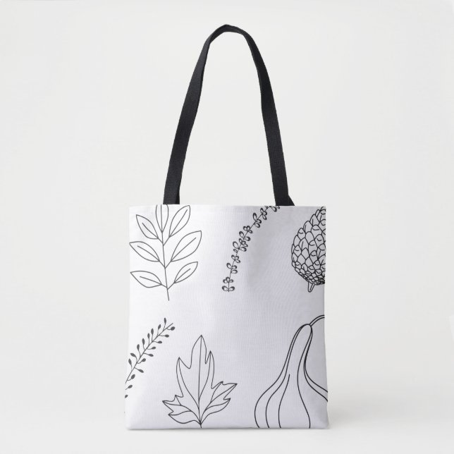 Pine cone leaf branch squash tote bag (Front)