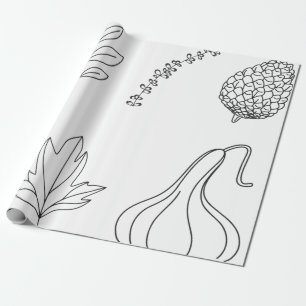Pine cone leaf branch squash wrapping paper