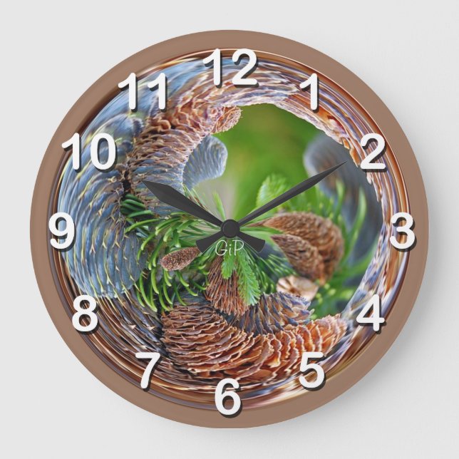 Pine Cone Madness Large Clock (Front)