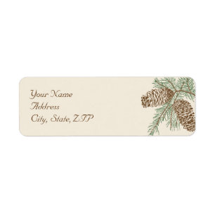 Pine Cone Nature on Cream Wedding Return Address Label