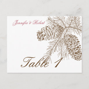 Pine Cone Nature Wedding Table Number Postcard