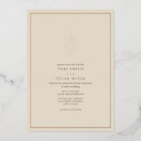 Pine Cone Off White Wedding Foil Invitation