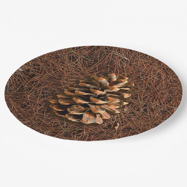 Pine Cone On Fallen Needles Paper Plate (Angled)