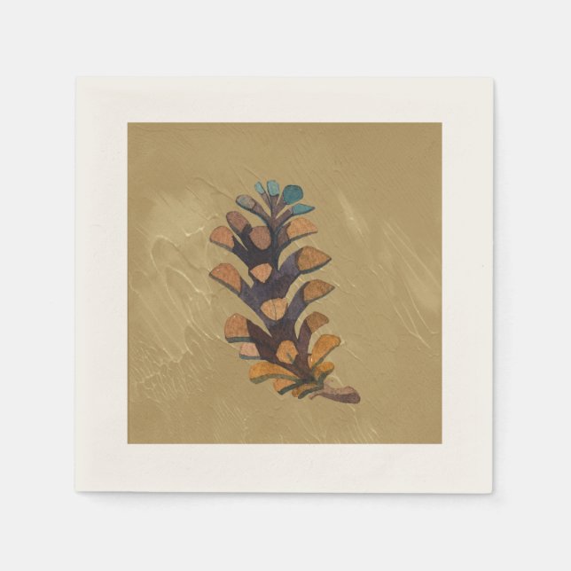 Pine Cone on Taupe Fall Napkin (Front)