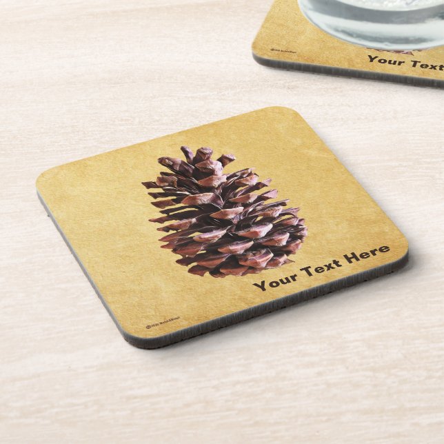 Pine Cone On Vintage Paper Coaster (Left Side)