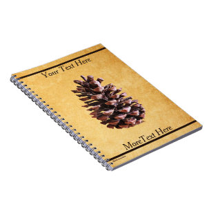 Pine Cone On Vintage Paper Notebook