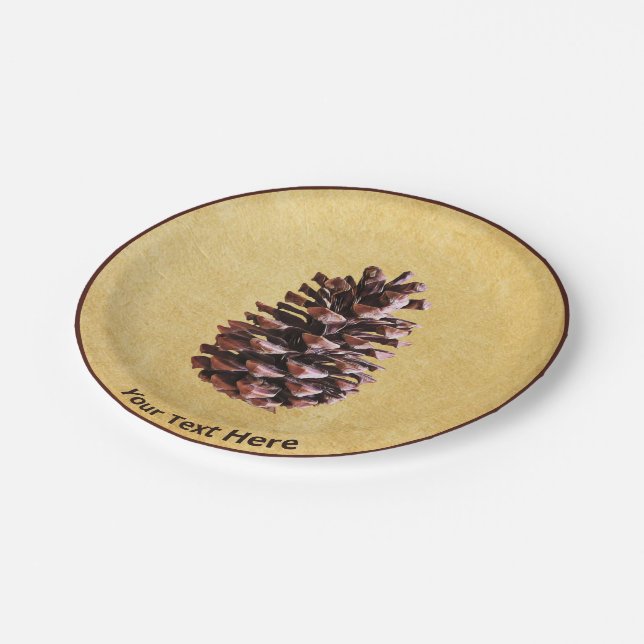 Pine Cone On Vintage Paper Paper Plate (Angled)
