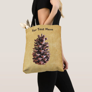 Pine Cone On Vintage Paper Tote Bag
