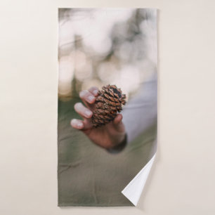 Pine cone outdoors cone tree wood bath towel