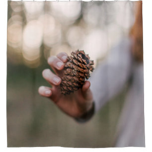 Pine cone outdoors cone tree wood shower curtain